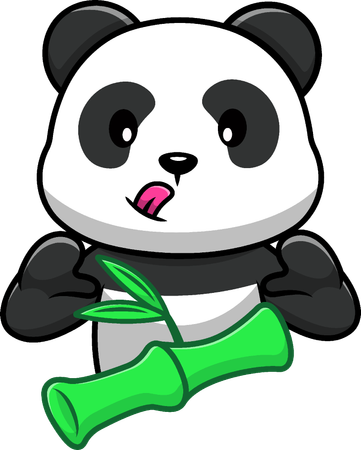 Panda With Bamboo  Illustration