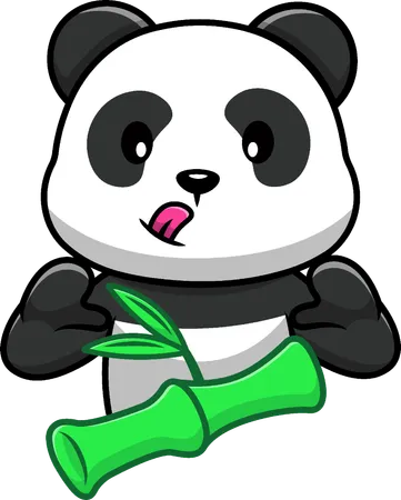 Panda With Bamboo  일러스트레이션