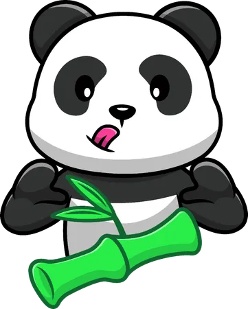 Panda With Bamboo  Illustration