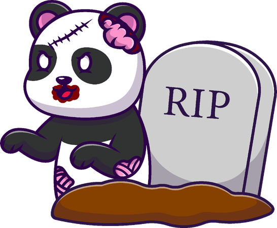 Panda Zombie From Grave  Illustration