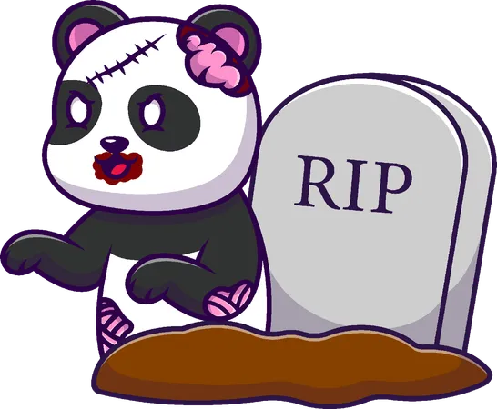 Panda Zombie From Grave  イラスト