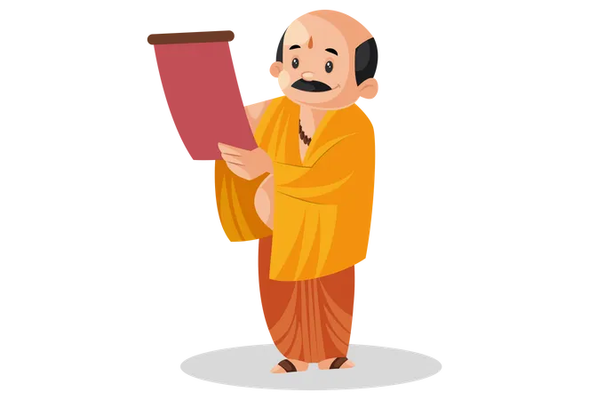 Pandit ji reading mantras  Illustration