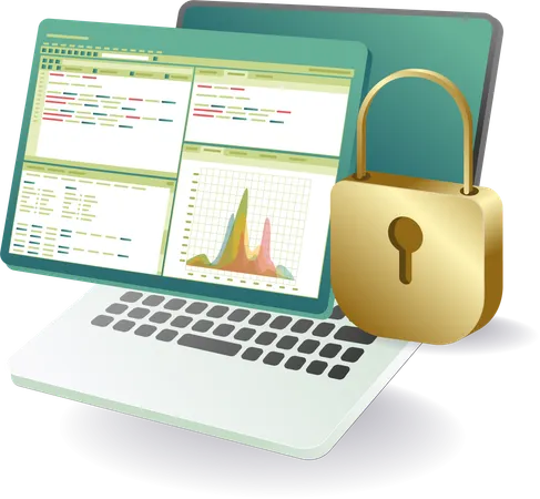 Panel de control para analizar datos de seguridad informática  Ilustración