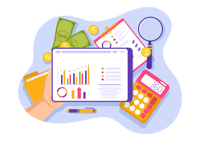 Panel de estadísticas financieras  Ilustración