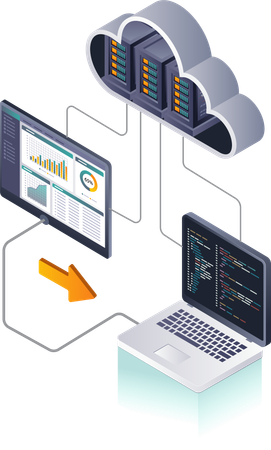 Panel para análisis de datos profesional de bases de datos de servidores en la nube  Ilustración