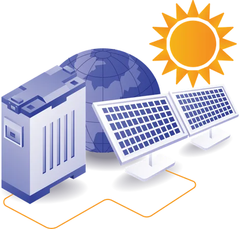 Panel solar ecológico para energía eléctrica doméstica.  Ilustración