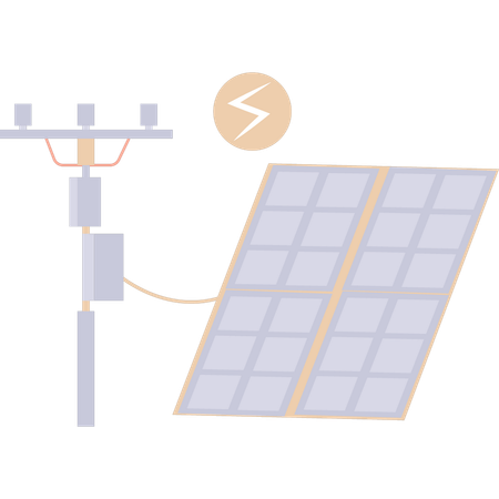 Panel solar está convirtiendo la energía solar en electricidad  Ilustración