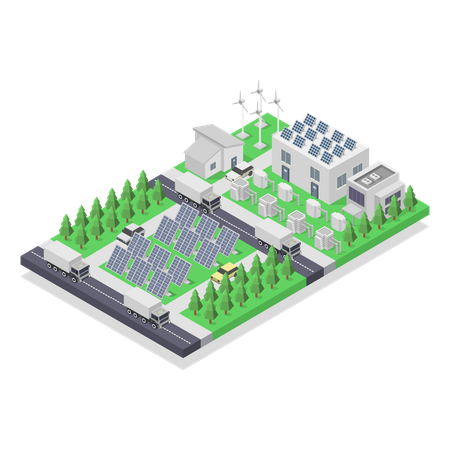 Paneles solares para granjas  Ilustración