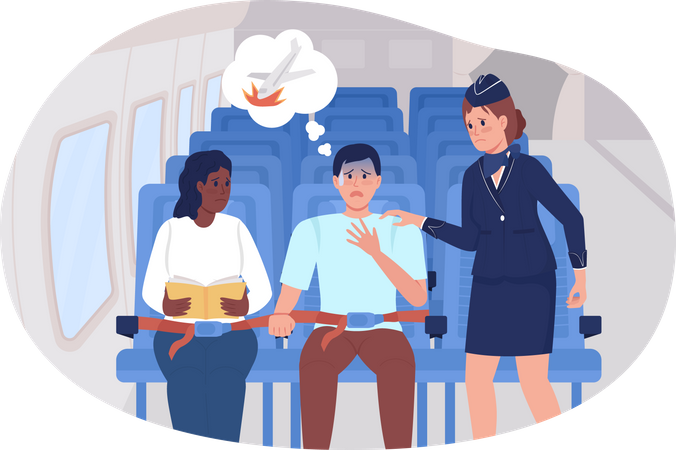 Panic attack during flight  Illustration