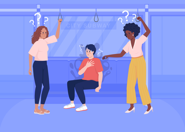 Panic attack on public transport  Illustration