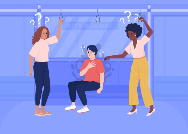 Panic attack on public transport  Illustration