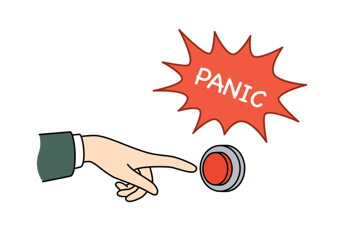 Panic button near person hand  Illustration