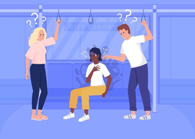 Panic episode on public transport  Illustration