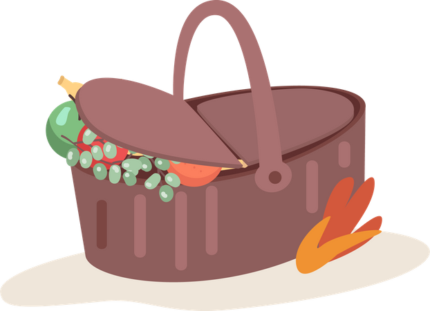 Panier pique-nique avec fruits  Illustration