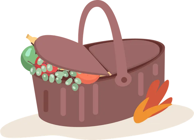 Panier pique-nique avec fruits  Illustration