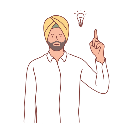 Panjabi man having idea  Illustration