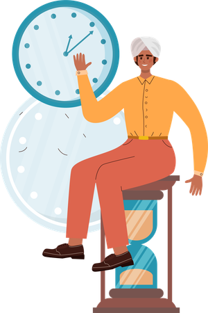 Panjabi man showing clock  Illustration