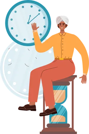 Panjabi man showing clock  Illustration