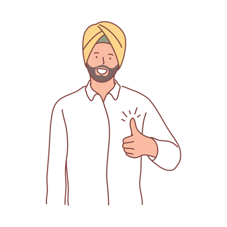 Panjabi man showing thumb up  Illustration