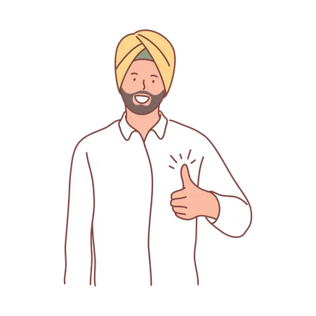 Panjabi man showing thumb up  Illustration