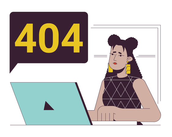 Panne technique pour le message flash d'erreur 404 du travailleur distant  Illustration