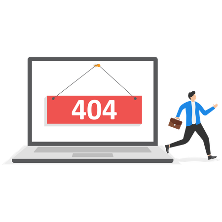 Panneau rouge avec une erreur 404 sur l'écran de l'ordinateur portable  Illustration