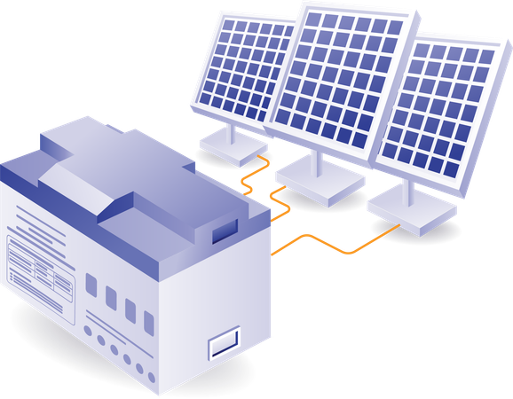 Panneau solaire avec batterie de stockage  Illustration