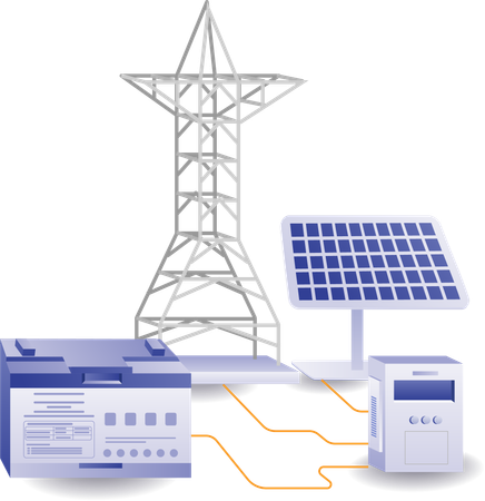 Le panneau solaire économise l'électricité solaire  Illustration