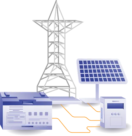 Le panneau solaire économise l'électricité solaire  Illustration