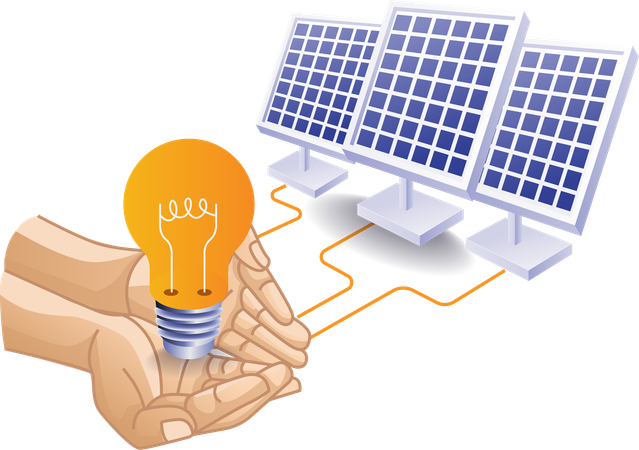 Énergie des panneaux solaires pour l'électricité écologique  Illustration