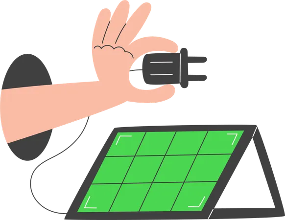 Panneau solaire et prise de courant pour l'énergie  Illustration