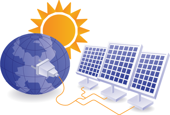 Panneaux solaires écologiques, énergie issue de la nature  Illustration