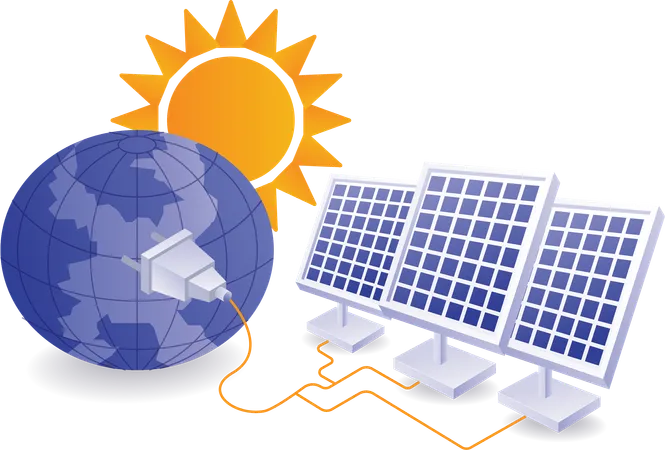 Panneaux solaires écologiques, énergie issue de la nature  Illustration