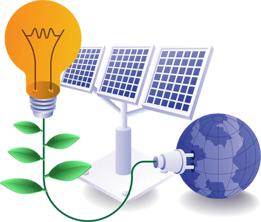 Panneaux solaires énergie naturelle éco vert  Illustration