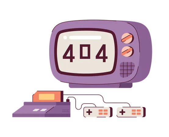 Pantalla de TV y consola para videojuegos error 404  Ilustración