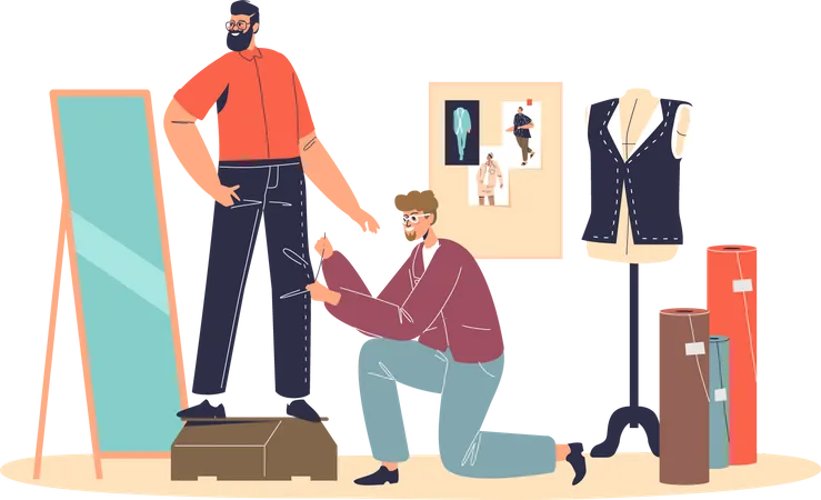 Pantalones de costura a medida para el cliente  Ilustración