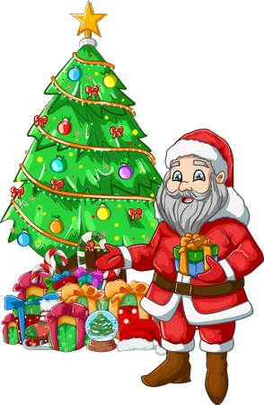 Papá Noel con regalos  Ilustración