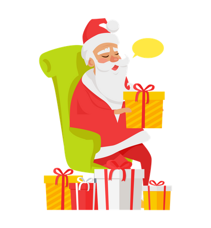 Papá Noel con regalos  Ilustración