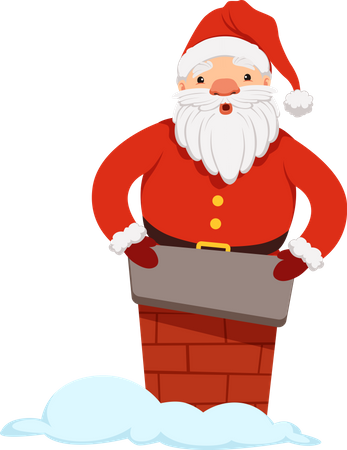 Papá Noel parado debajo de la chimenea  Ilustración