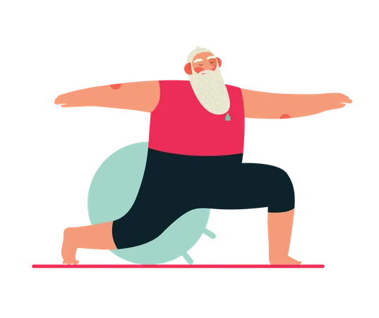 Papá Noel haciendo yoga  Ilustración