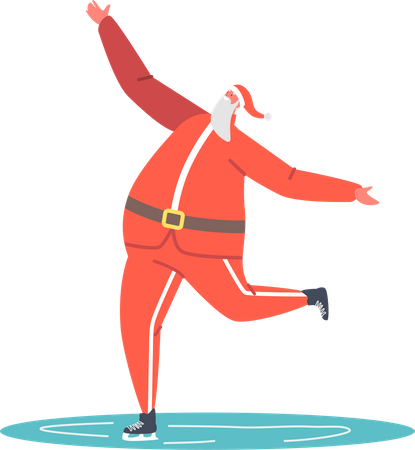 Papá Noel patinando en el estanque  Ilustración