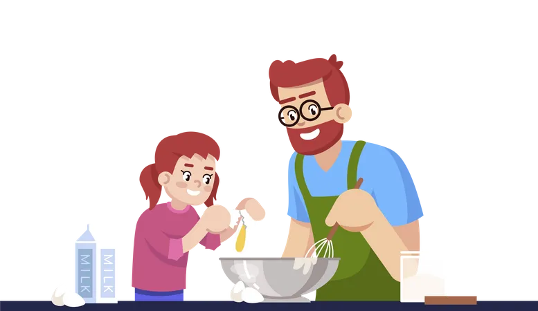 Papa et fille faisant de la pâtisserie  Illustration