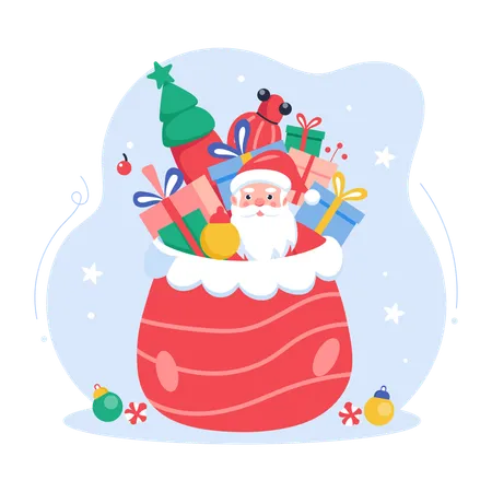 Santa claus con saco de regalo  Ilustración