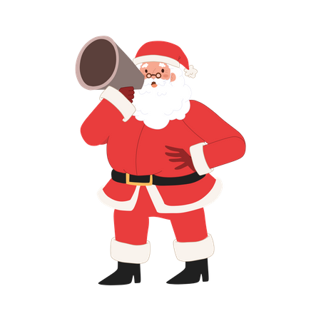 Papá Noel con megáfono  Ilustración