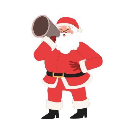 Papá Noel con megáfono  Ilustración