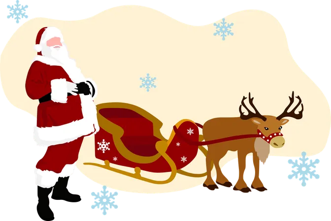 Papá Noel con trineo  Ilustración