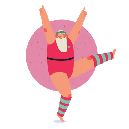 Papá Noel haciendo aeróbic  Ilustración