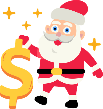 Papá Noel mostrando el signo de dólar  Ilustración