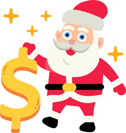 Papá Noel mostrando el signo de dólar  Ilustración