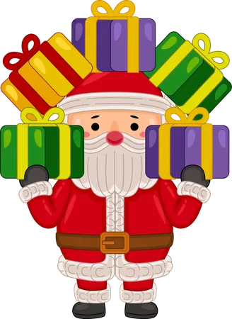 Santa claus con regalos  Ilustración